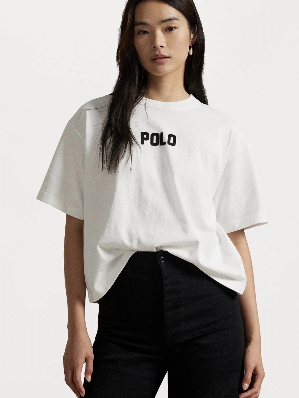 Ralph Lauren White Crewneck T-Shirt with Black POLO Logo